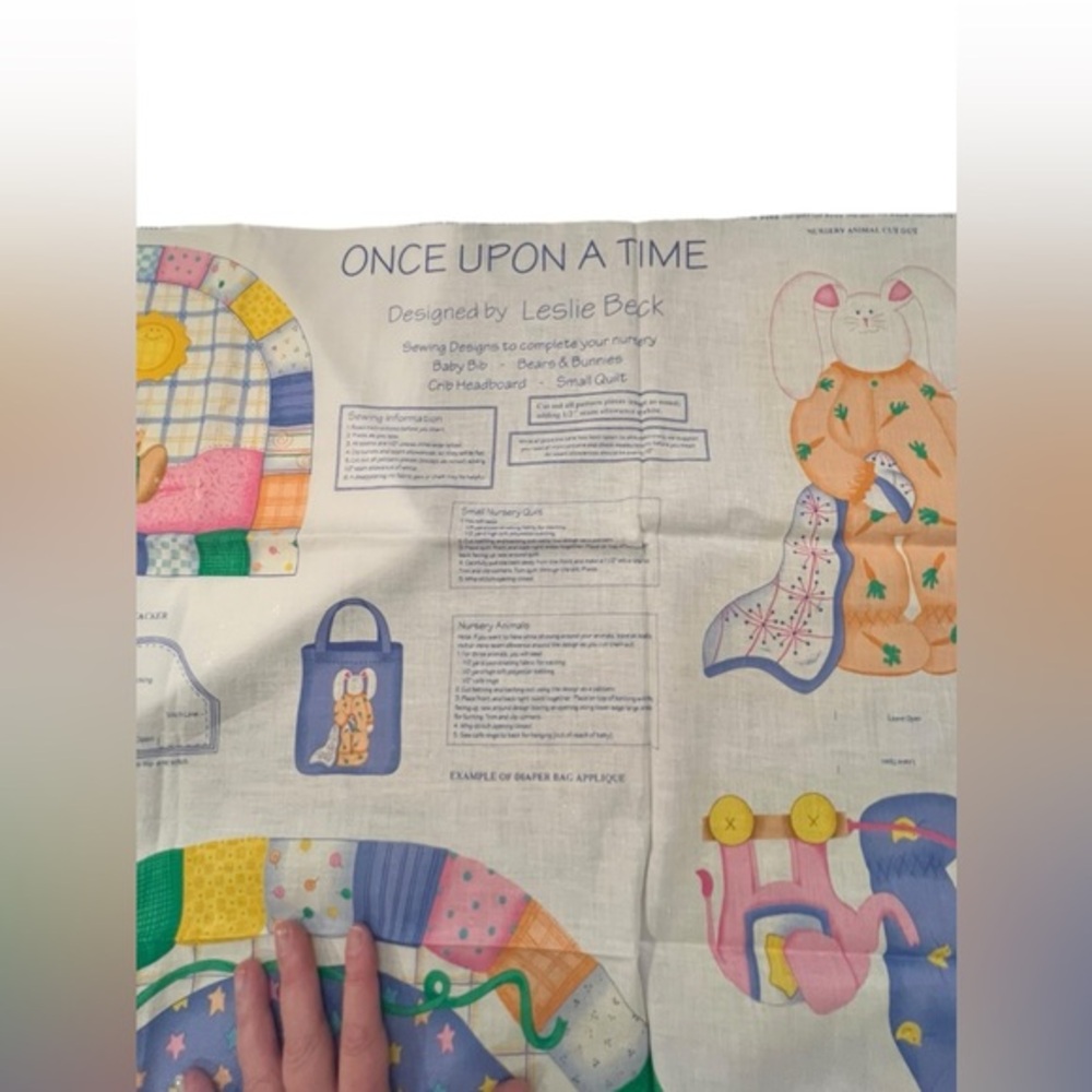 Once Upon A Time‎ Fabric Panel Baby Nursery Quilt Bib Crib Headboard Sewing Gift